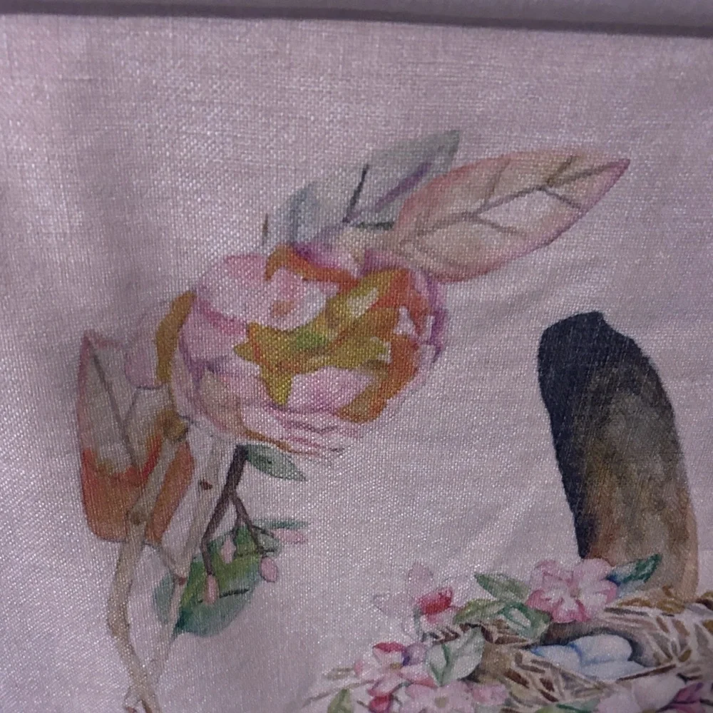 Pier 1…Whimsical Rabbit Tapestry w Floral & Butterfly Accents.. NWT.. 2’x 2’9”